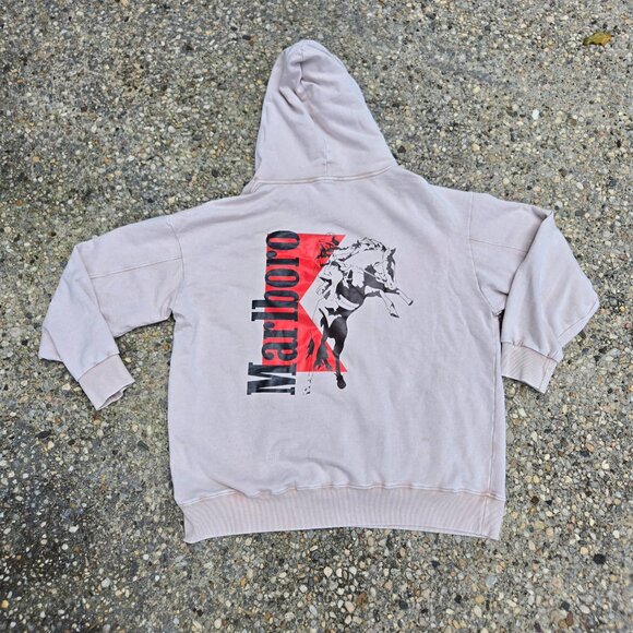 Vintage Cigarette Marlboro Graphic Round-Up Retro Horses Western Hoodie Sweater - Picture 8 of 8
